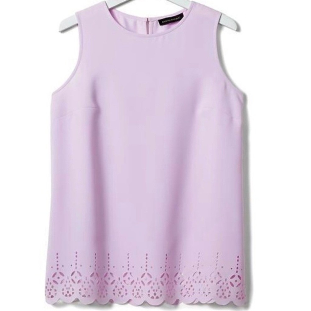 Banana Republic Lavender Laser Cut Eyelet Scalloped Hem Sleeveless Too Women's S